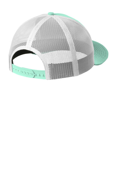 New Era Snapback Low Profile Trucker Cap - Mint/ White - flat back