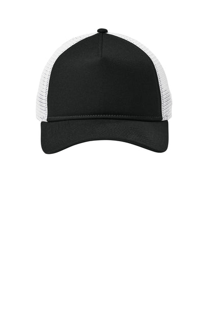 New Era A-Frame Snapback Mesh Back Cap - Flag Black/ White - flat front