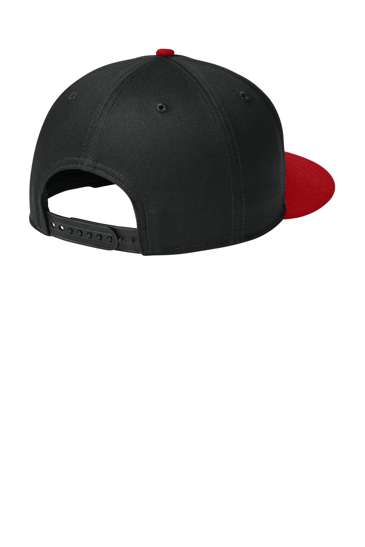 New Era Flat Bill Snapback Cap - Flag Black/ Scarlet - flat back