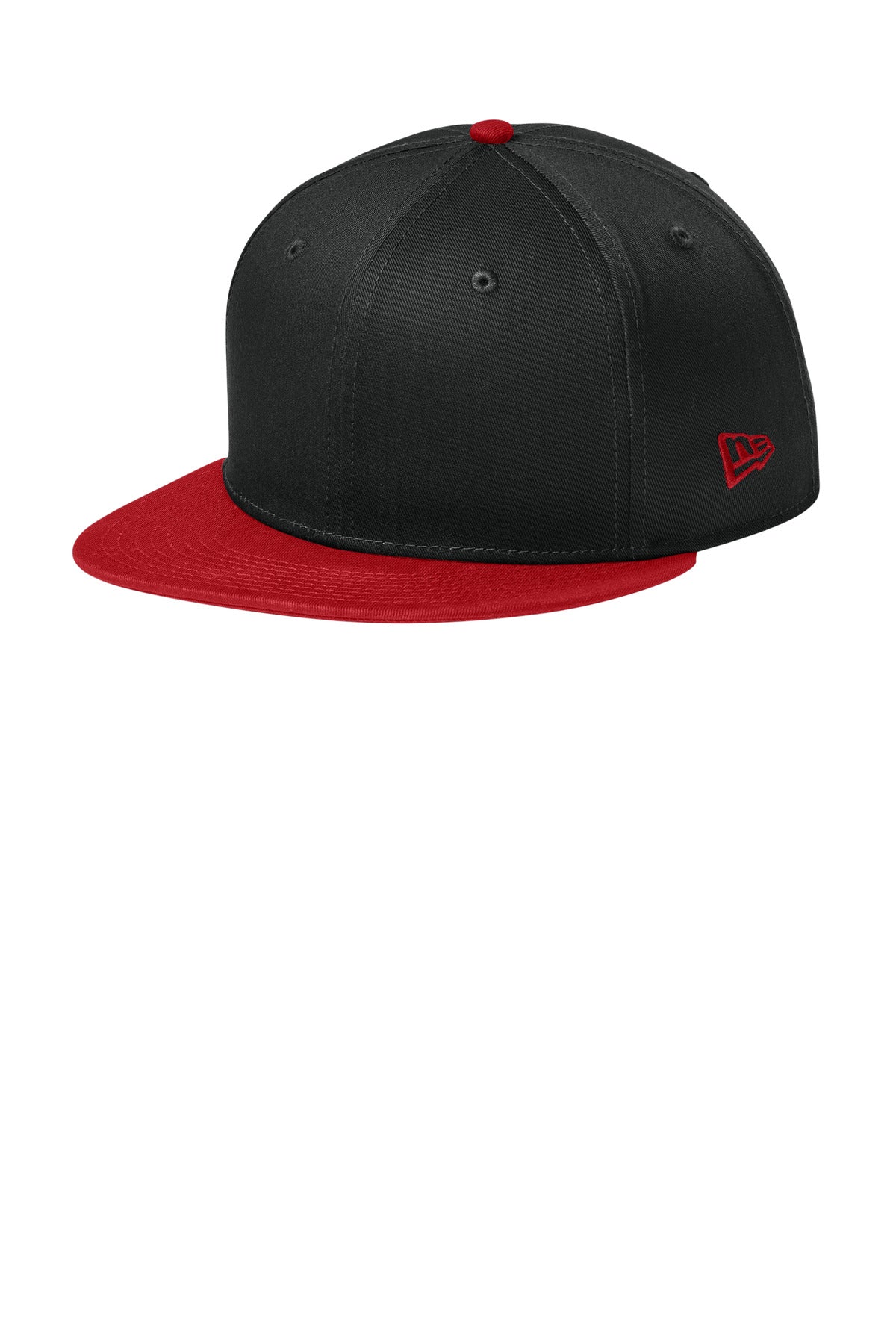 New Era Flat Bill Snapback Cap - Flag Black/ Scarlet - front
