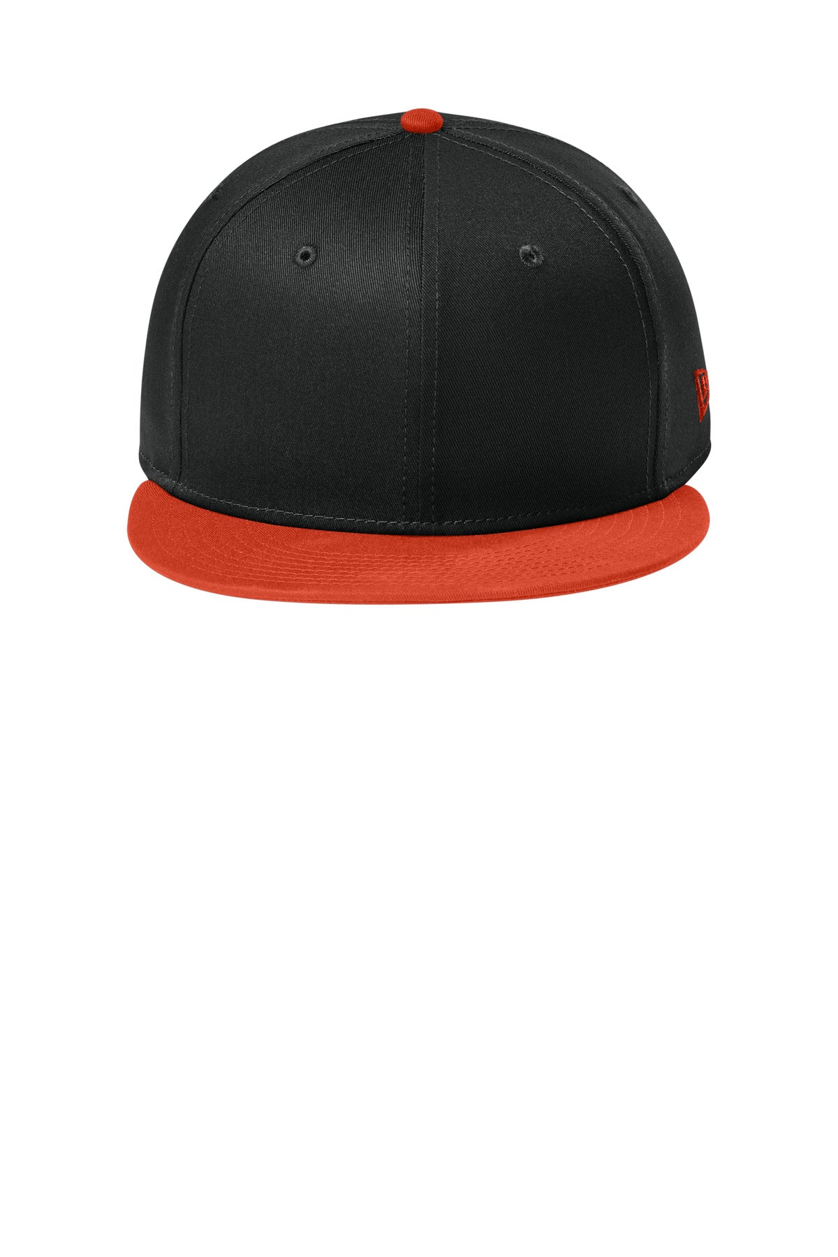 New Era Flat Bill Snapback Cap - Flag Black/ Team Orange - flat front
