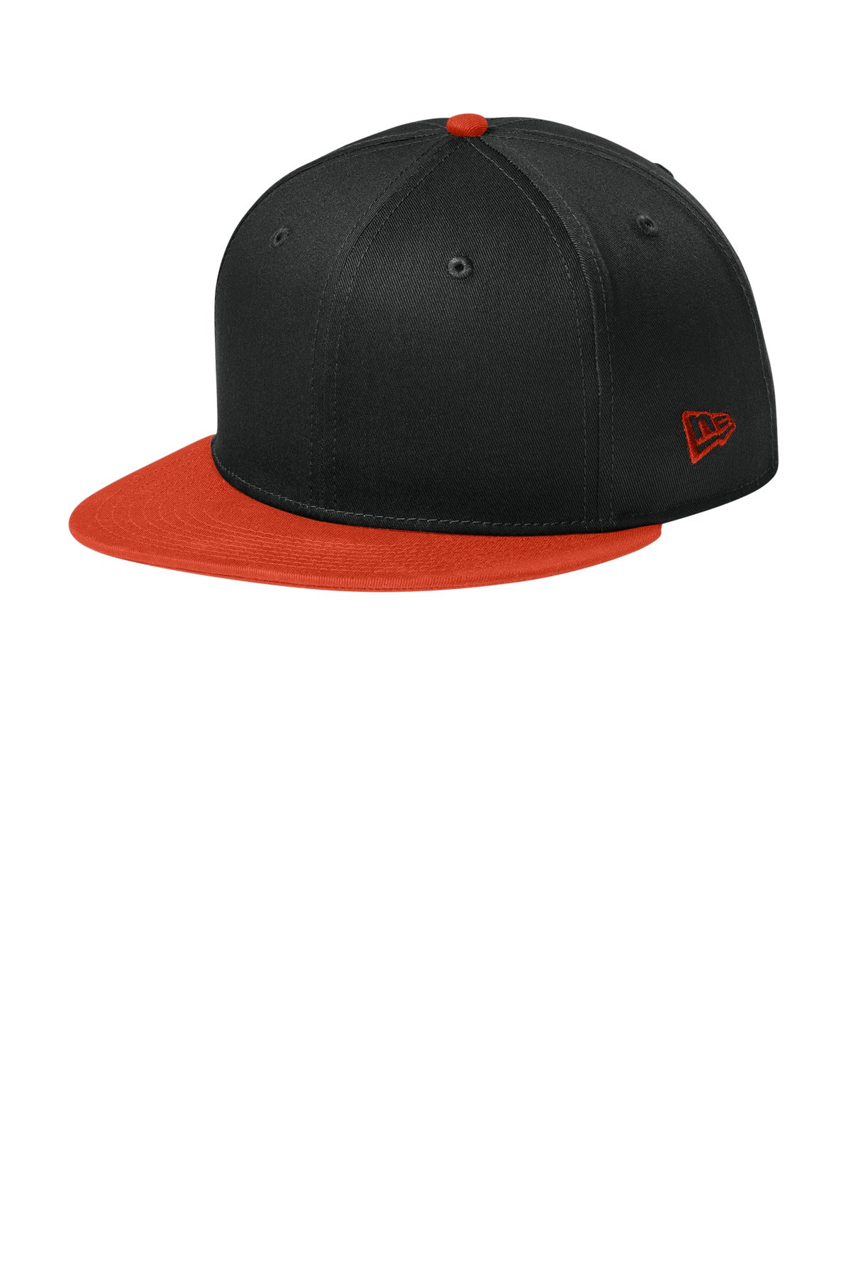 New Era Flat Bill Snapback Cap - Flag Black/ Team Orange - front