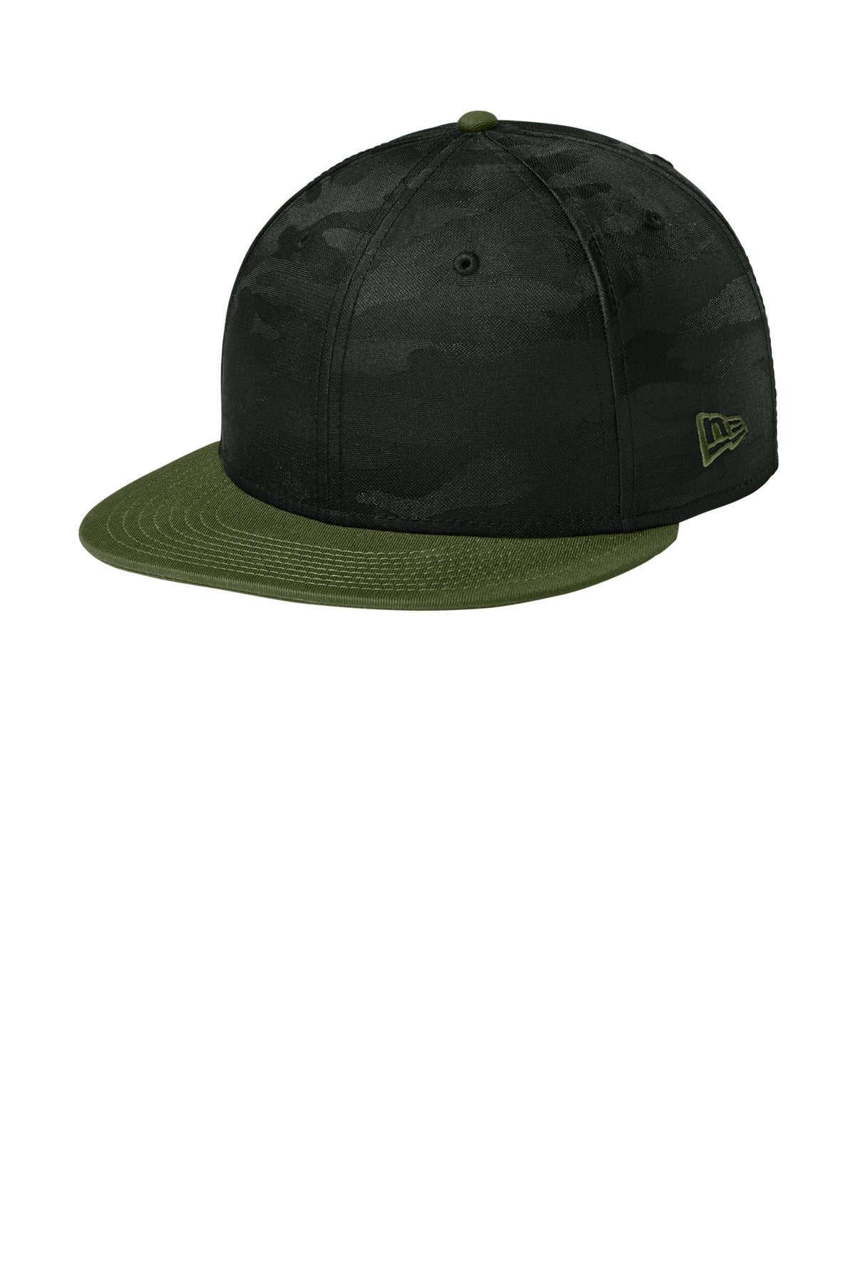 New Era Camo Flat Bill Snapback Cap - Flag Army/ Black Camo - front