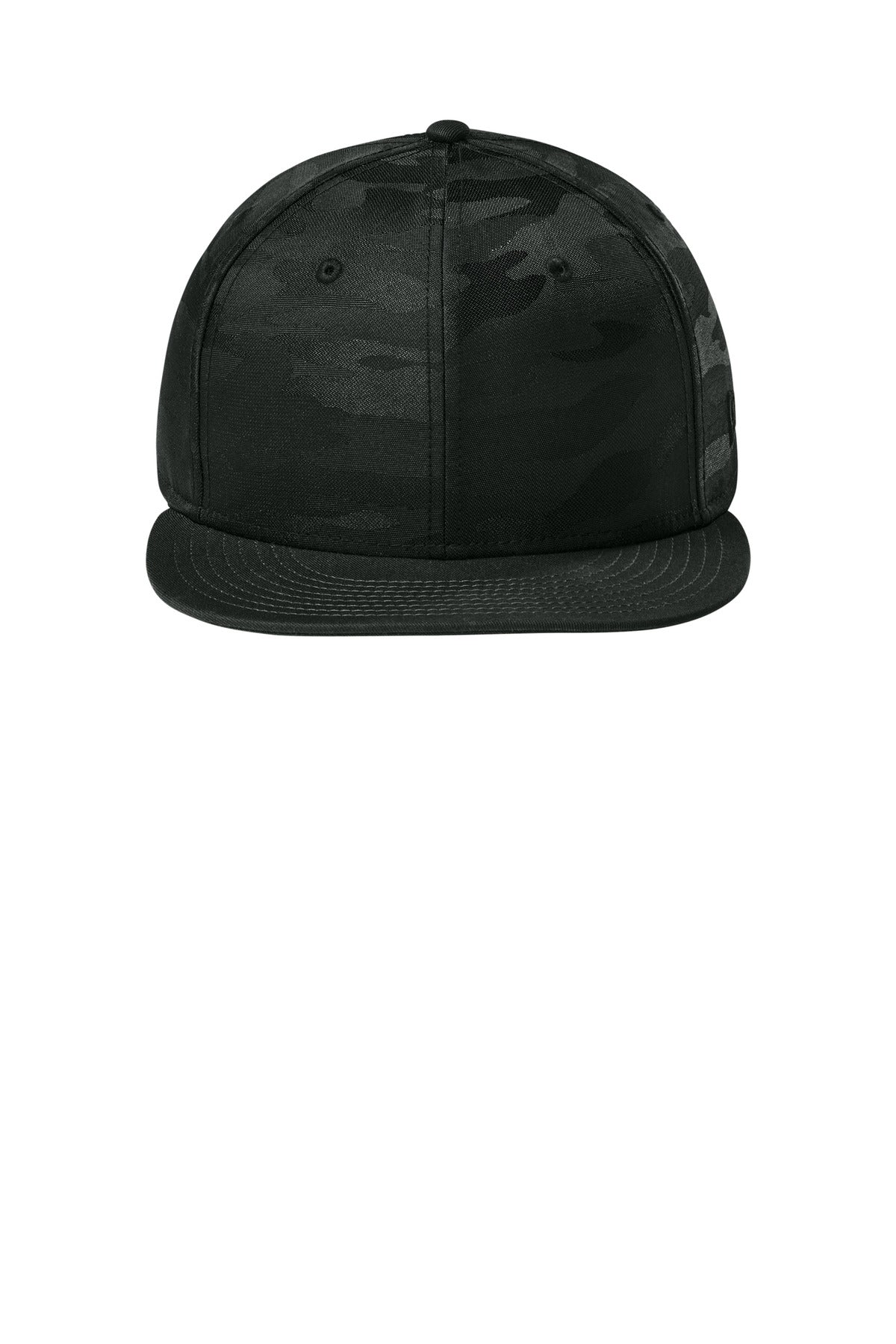 New Era Camo Flat Bill Snapback Cap - Flag Black/ Black Camo - flat front