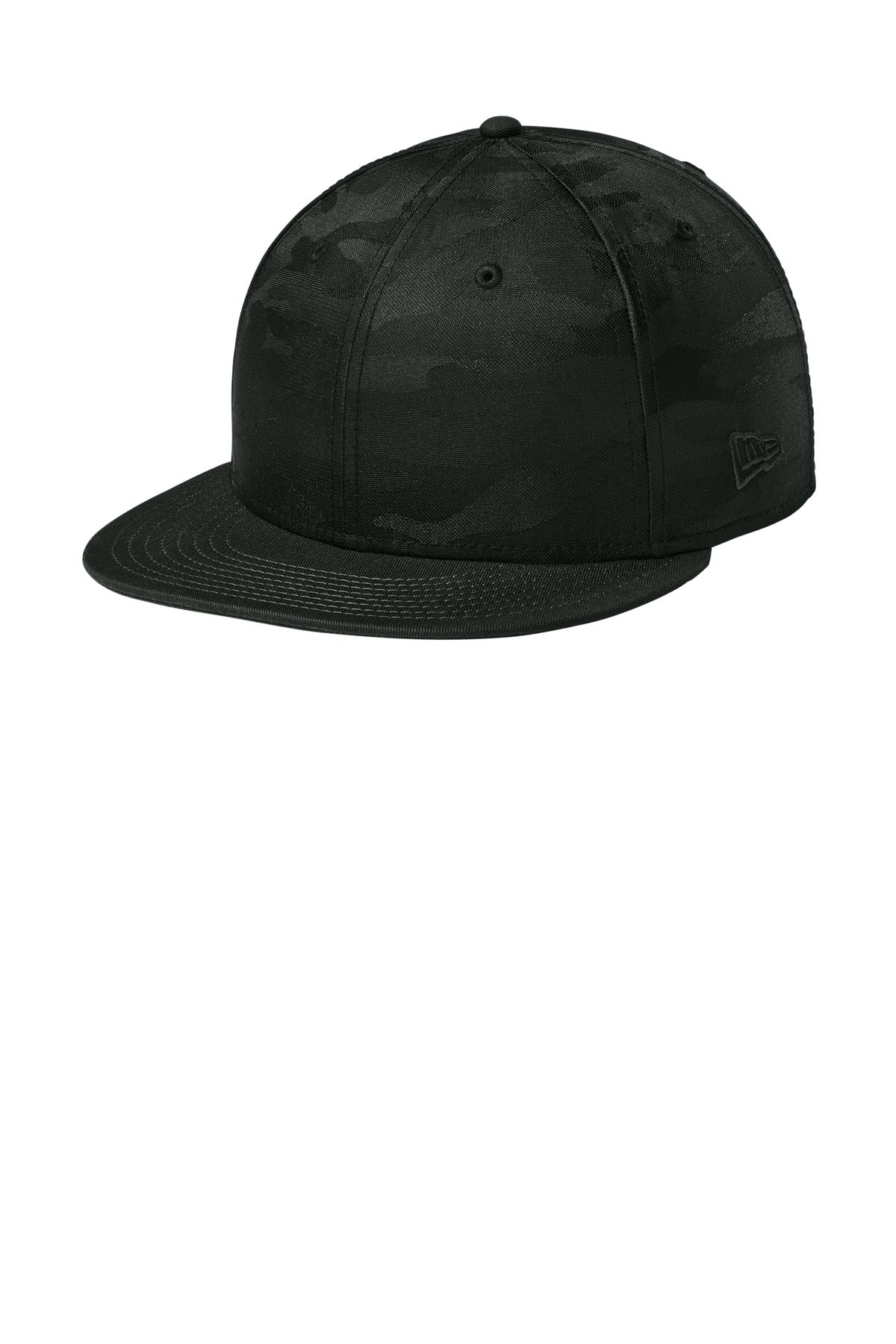 New Era Camo Flat Bill Snapback Cap - Flag Black/ Black Camo - front