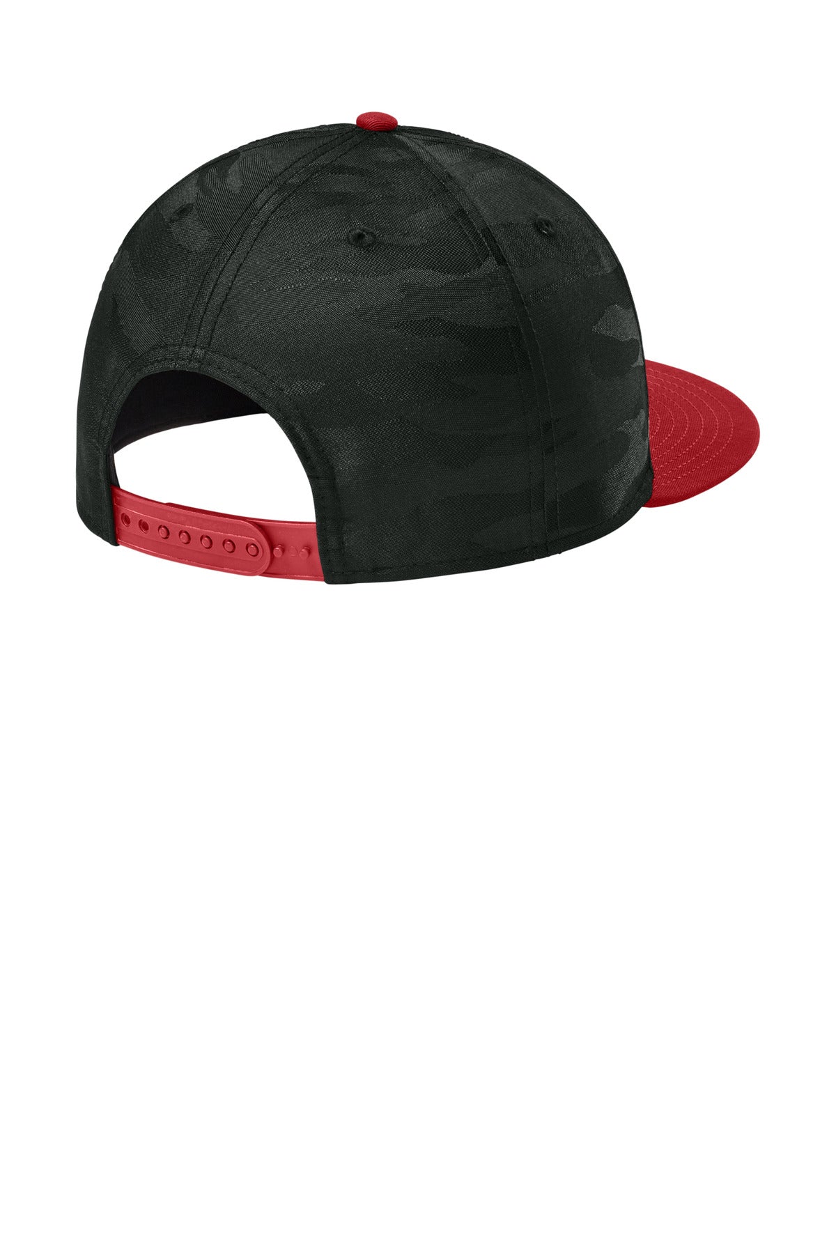 New Era Camo Flat Bill Snapback Cap - Flag Scarlet/ Black Camo - flat back