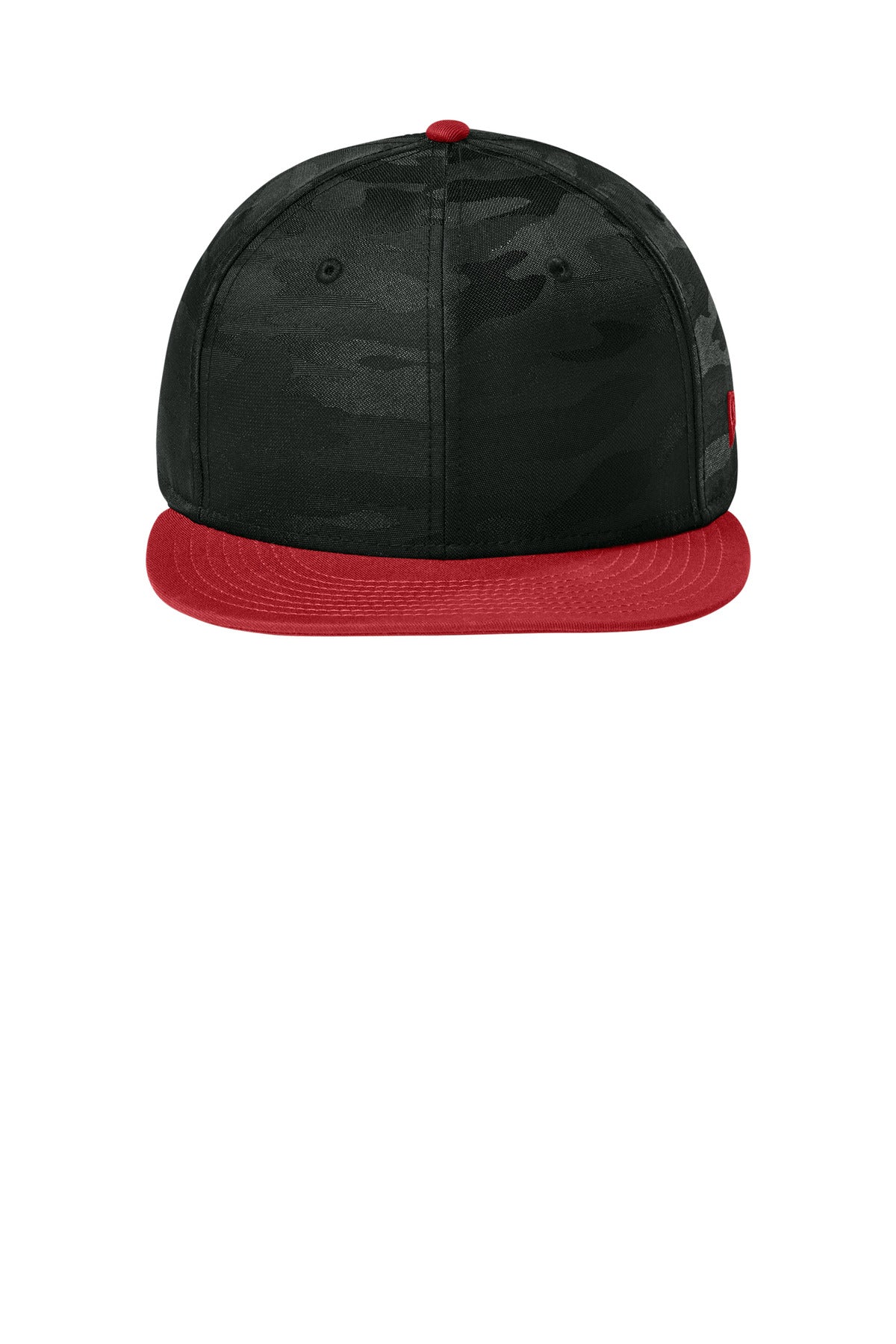 New Era Camo Flat Bill Snapback Cap - Flag Scarlet/ Black Camo - flat front