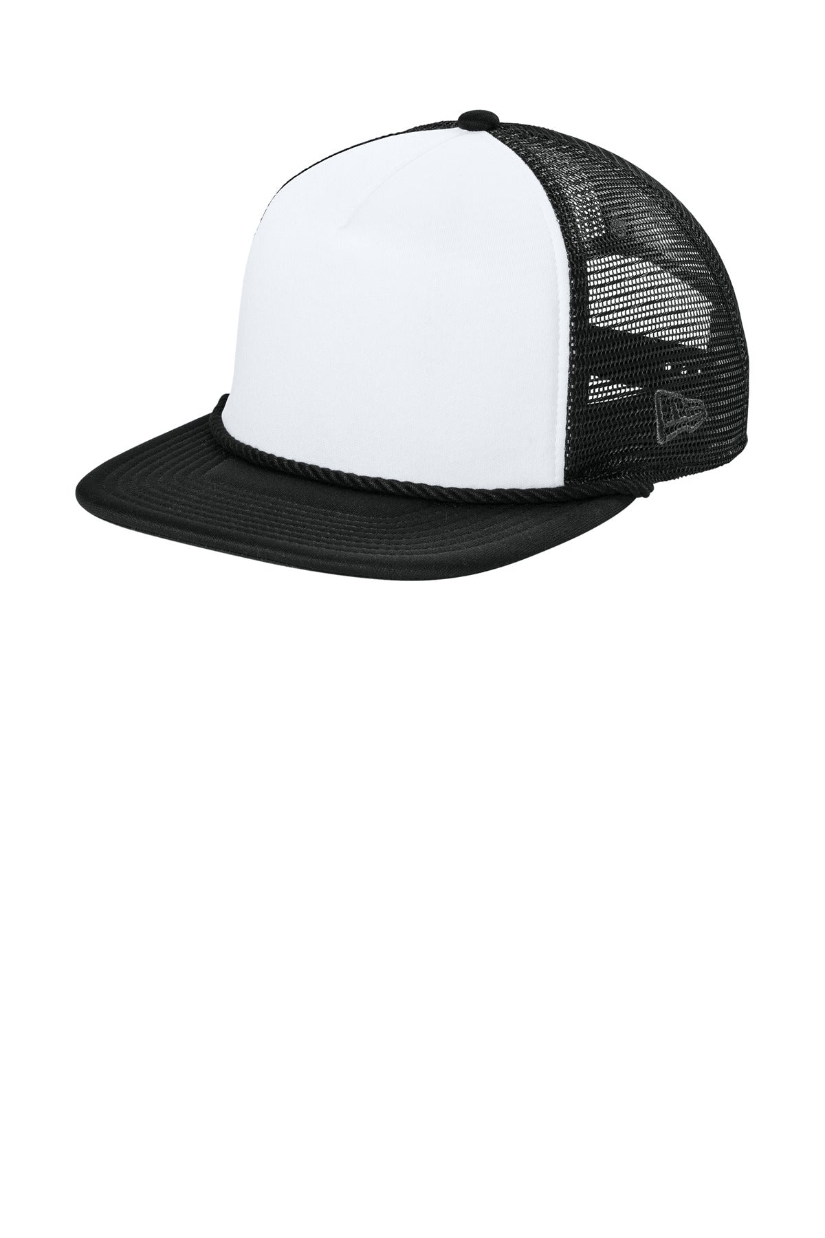 New Era Foam Rope Trucker Cap - White/ Black/ Black - front