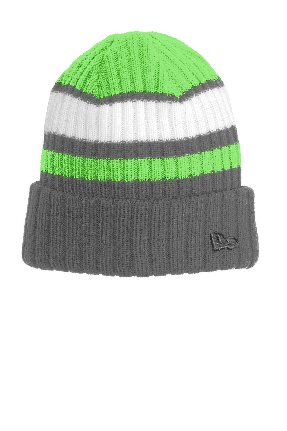 New Era Ribbed Tailgate Beanie - Cyber Green/ Graphite - front