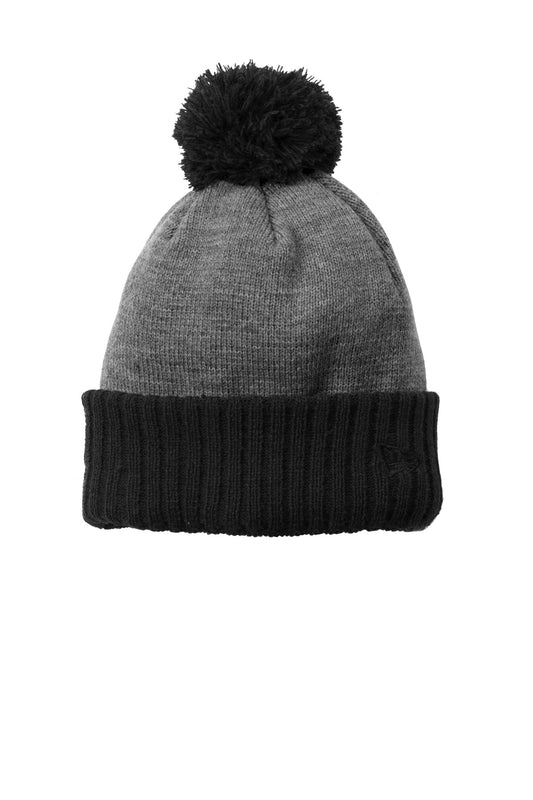 New Era Colorblock Cuffed Beanie - Black/ Heather Grey - front