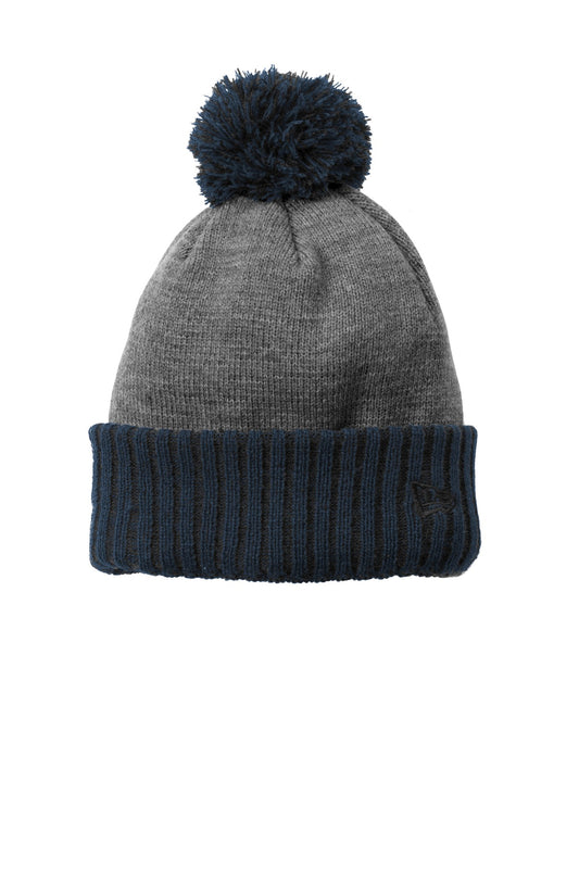 New Era Colorblock Cuffed Beanie - Navy/ Heather Grey - front