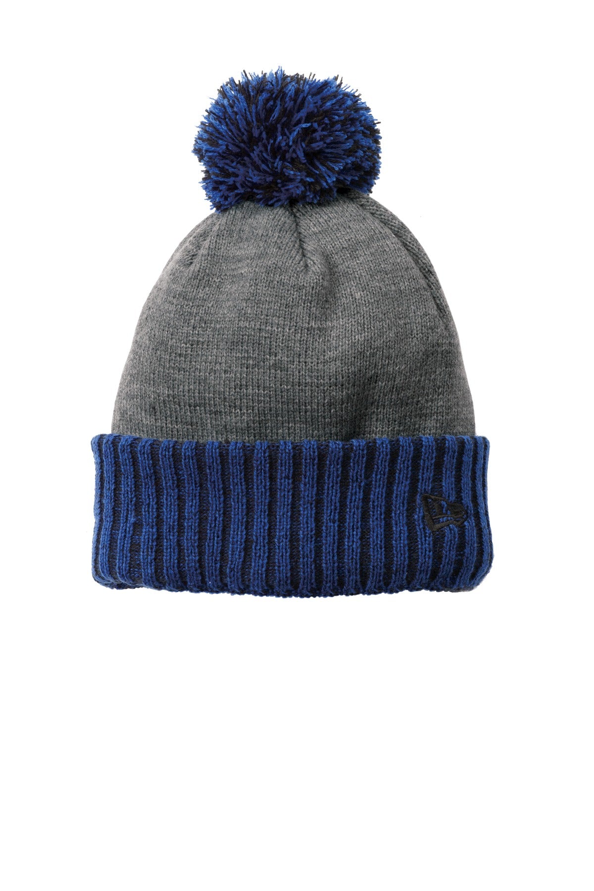 New Era Colorblock Cuffed Beanie - Royal/ Heather Grey - front