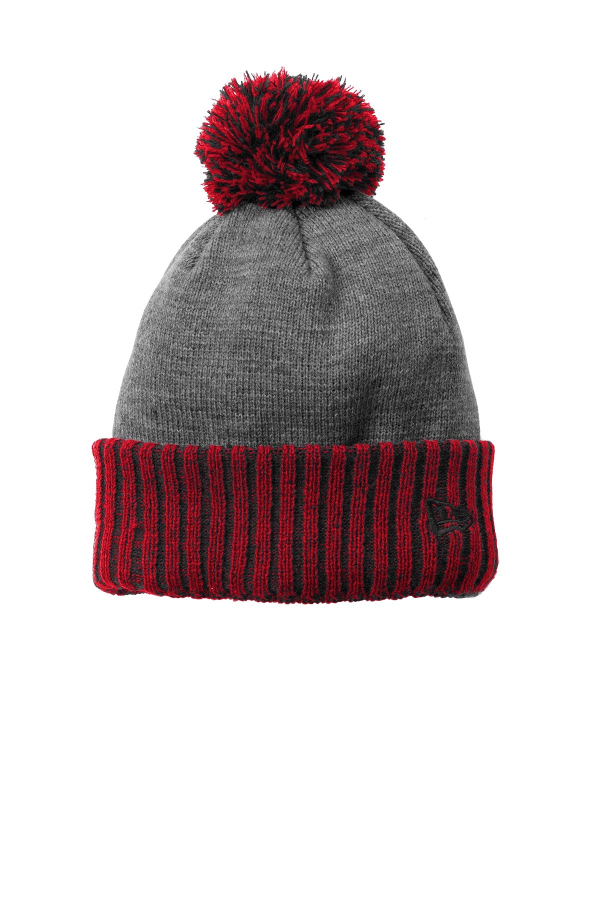 New Era Colorblock Cuffed Beanie - Scarlet/ Heather Grey - front
