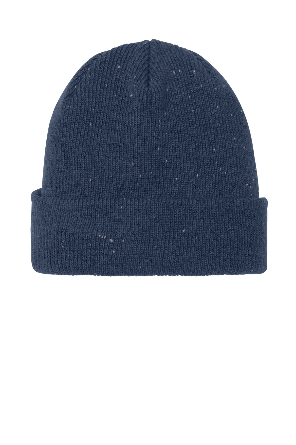 New Era Speckled Beanie - Deep Navy/ Graphite - flat back