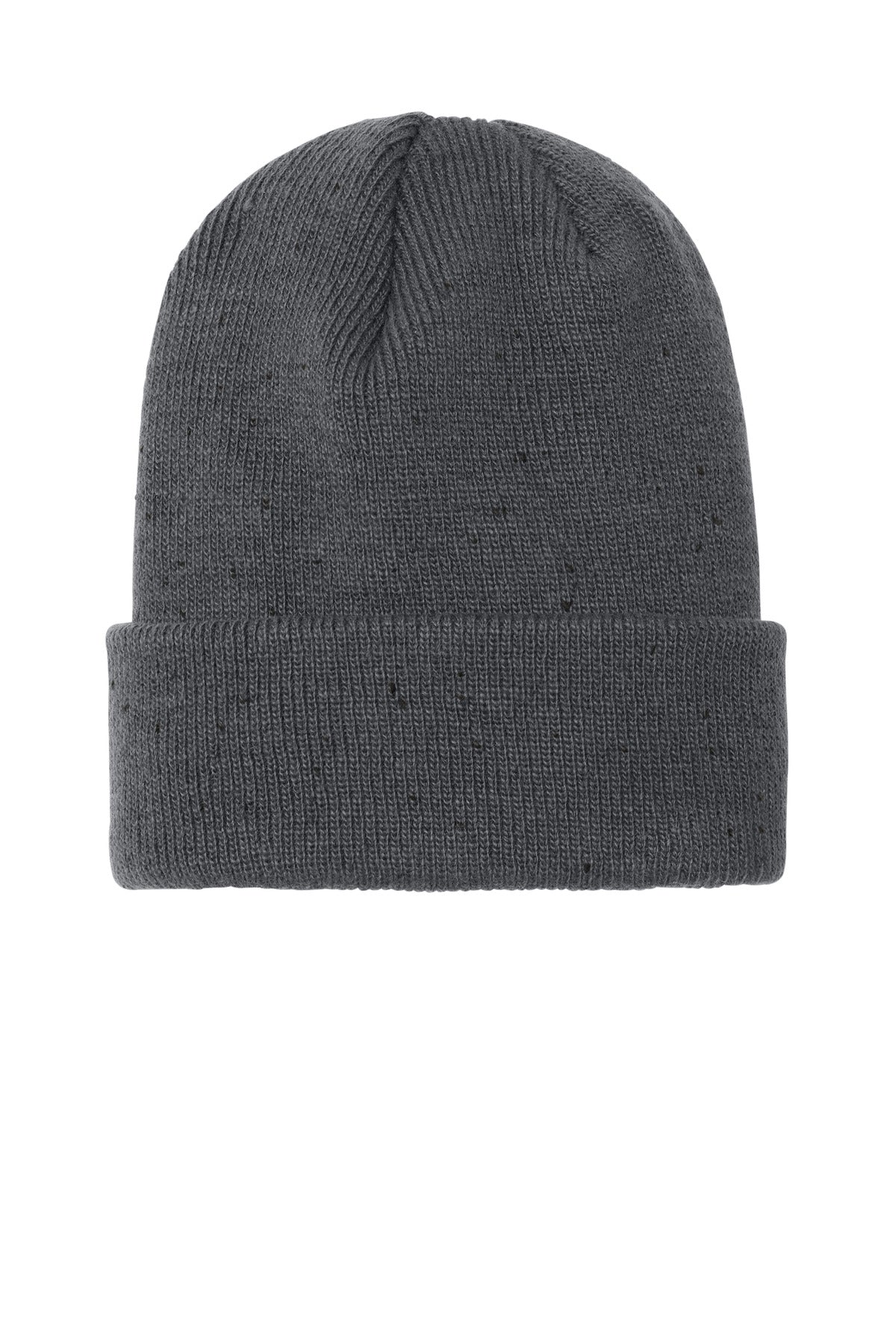 New Era Speckled Beanie - Graphite/ Black - flat back
