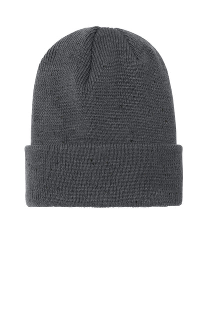 New Era Speckled Beanie - Graphite/ Black - flat back