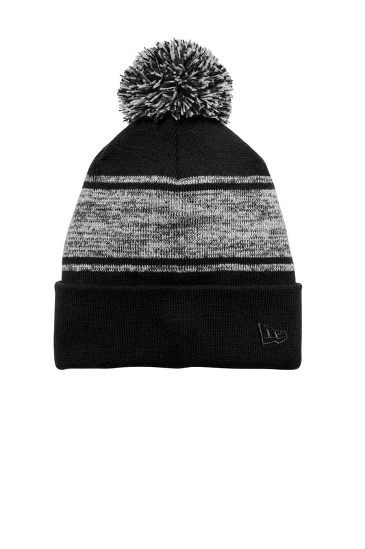 New Era Knit Chilled Pom Beanie - Black/ Graphite - front