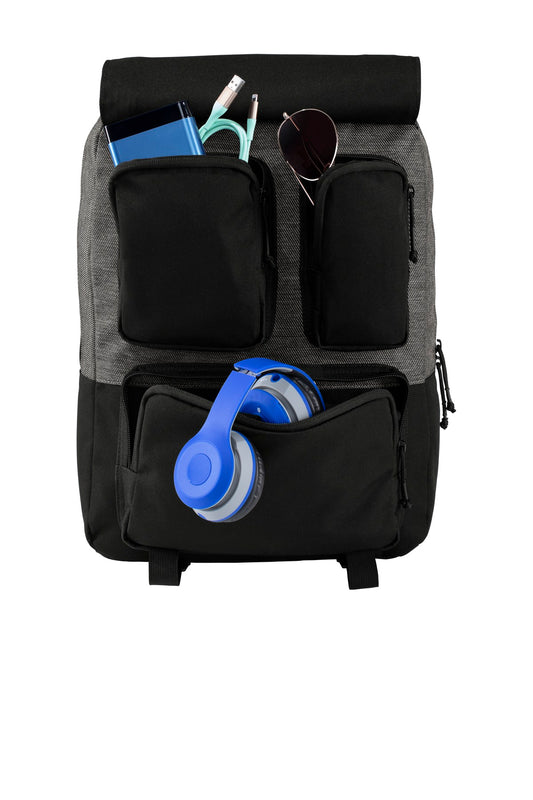 New Era Legacy Backpack - Black Twill Heather/ Black - flat front