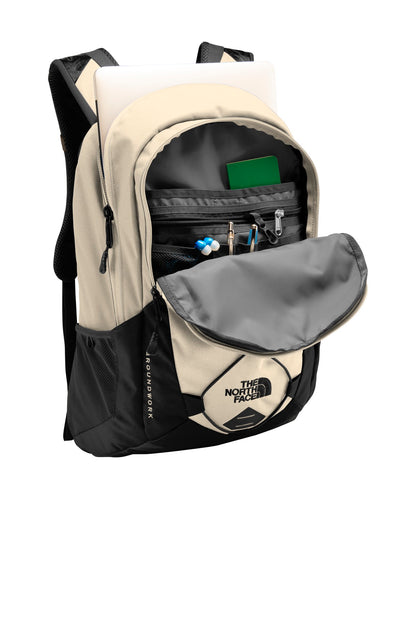 The North Face Groundwork Backpack - Rainyday Ivory Dark Heather/ TNF Black - flat front