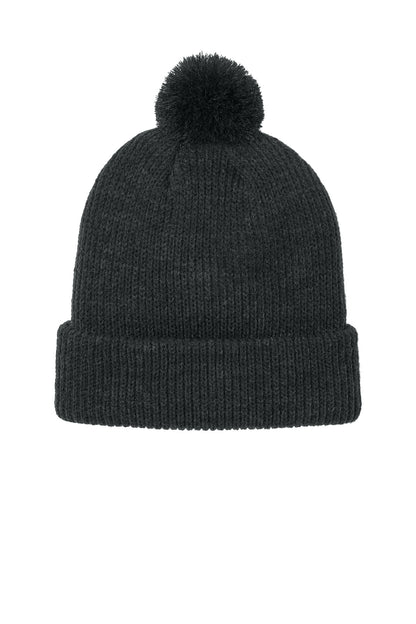 The North Face Pom Beanie - TNF Black Heather - flat back