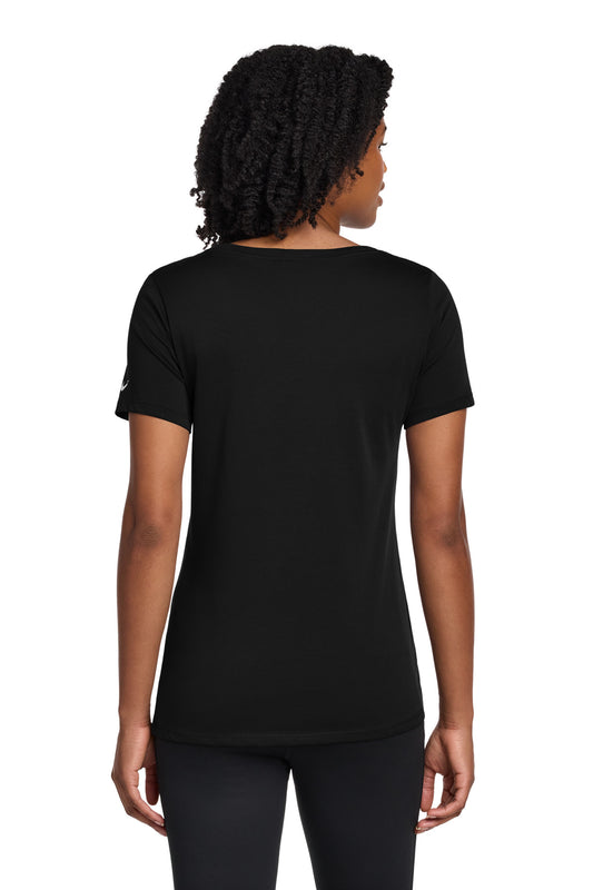 Nike Women's Dri-FIT Cotton/Poly Scoop Neck Tee - Black - back