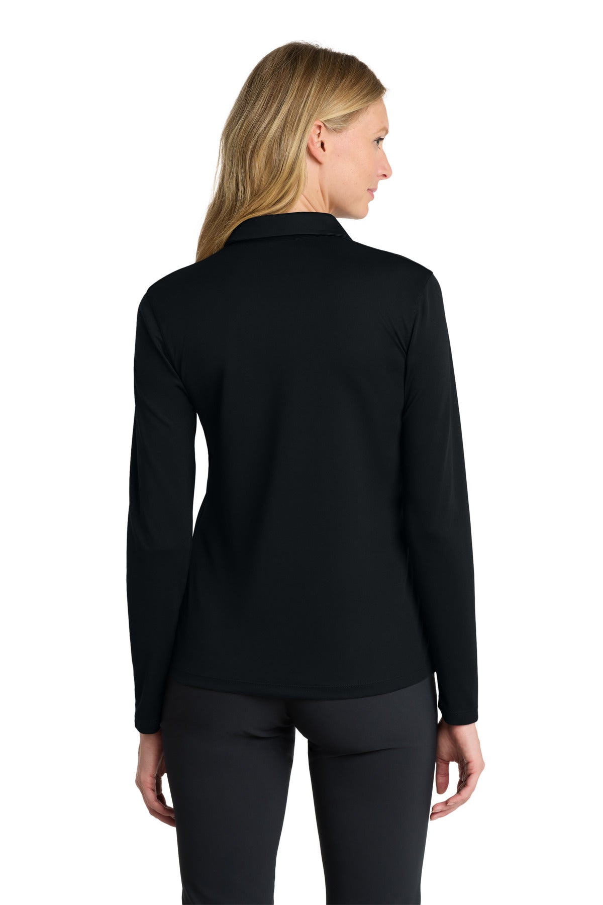 Nike Women's Dri-FIT Micro Pique 2.0 Long Sleeve Polo - Black - back