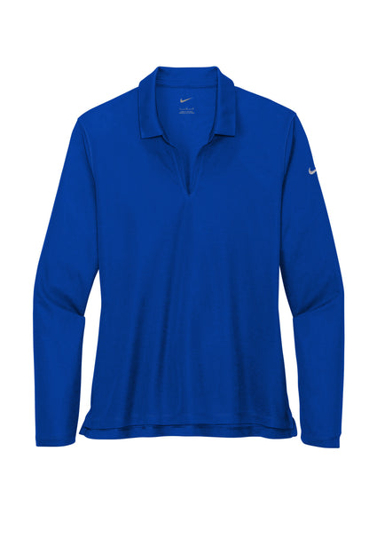 Nike Women's Dri-FIT Micro Pique 2.0 Long Sleeve Polo - Game Royal - flat front