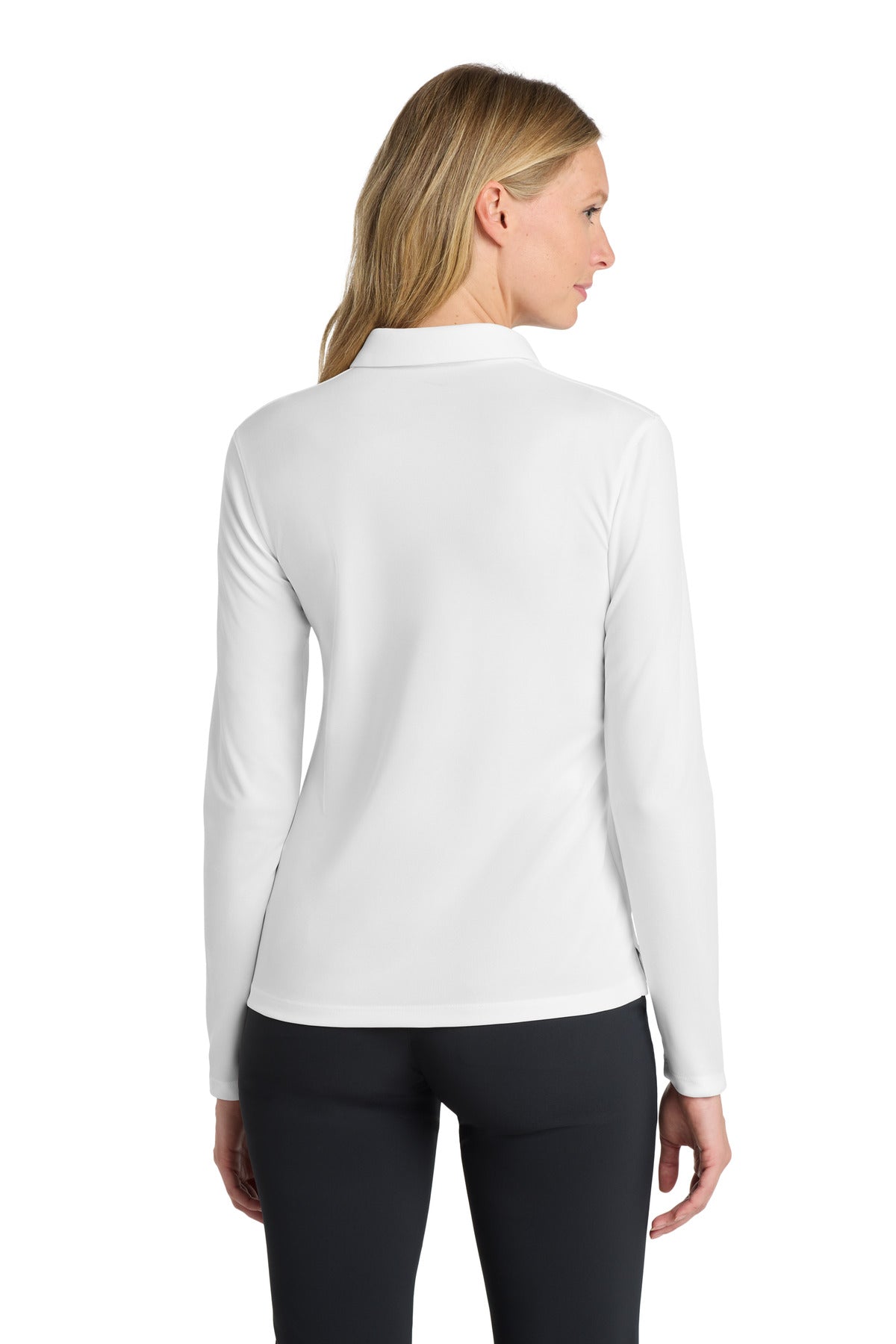 Nike Women's Dri-FIT Micro Pique 2.0 Long Sleeve Polo - White - back
