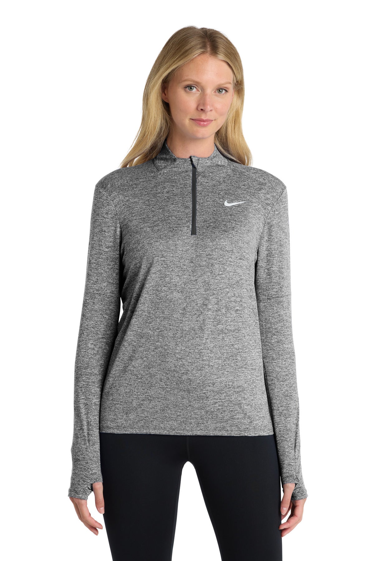 Nike Women's Dri-FIT Element 1/2-Zip Top - Black Heather - front
