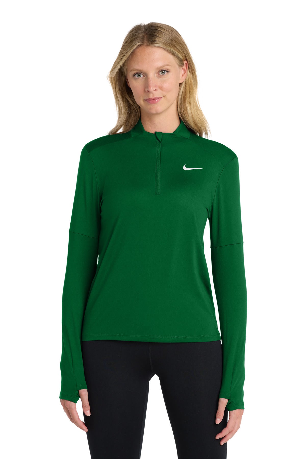 Nike Women's Dri-FIT Element 1/2-Zip Top - Dark Green - front