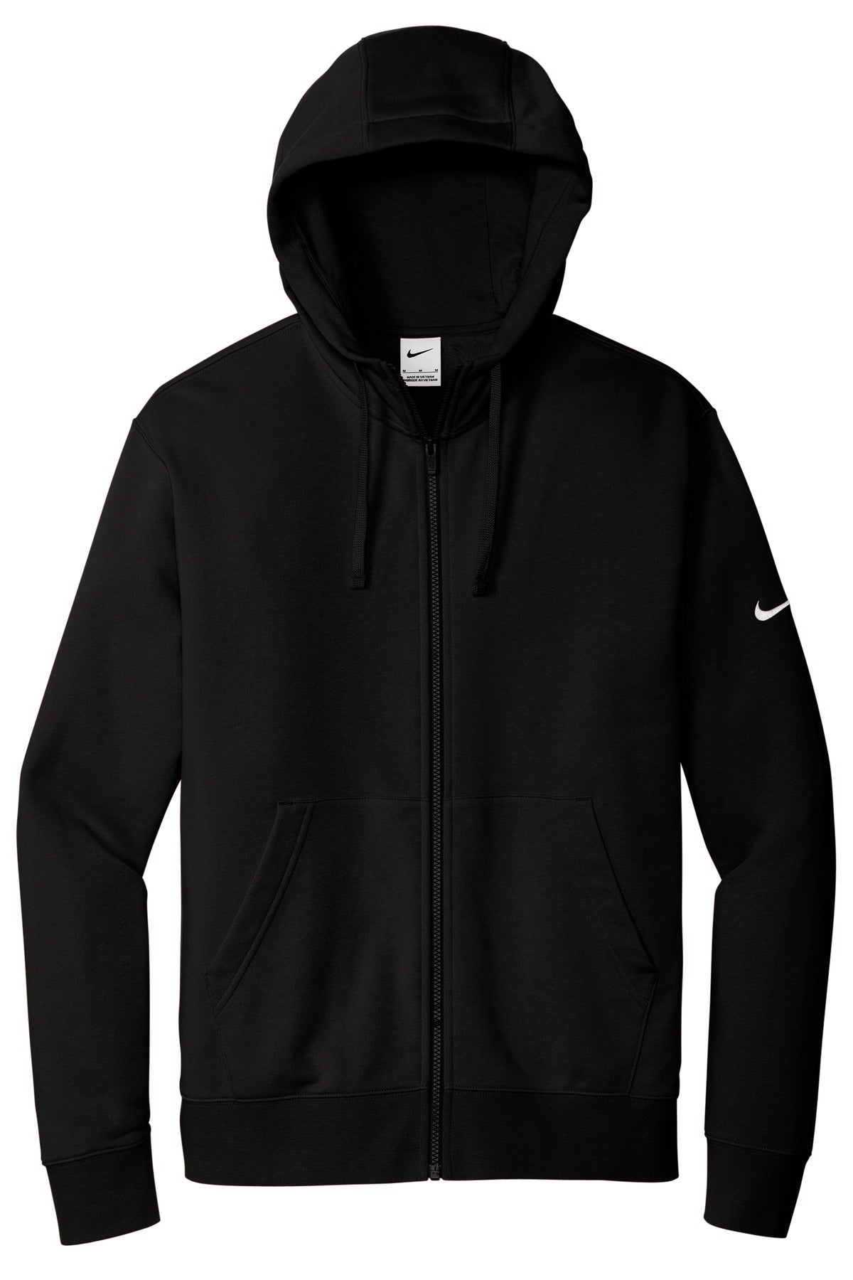 Nike Club Fleece Sleeve Swoosh Full-Zip Hoodie - Black - flat front