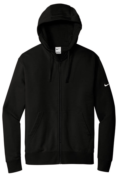 Nike Club Fleece Sleeve Swoosh Full-Zip Hoodie - Black - flat front