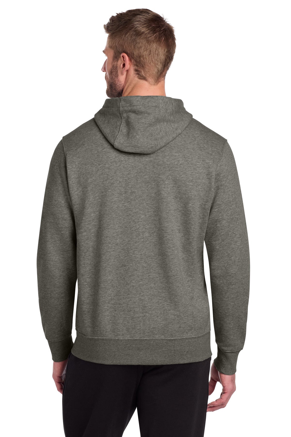 Nike Club Fleece Sleeve Swoosh Full-Zip Hoodie - Charcoal Heather - back