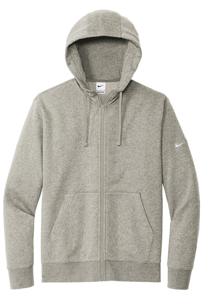 Nike Club Fleece Sleeve Swoosh Full-Zip Hoodie - Dark Grey Heather - flat front