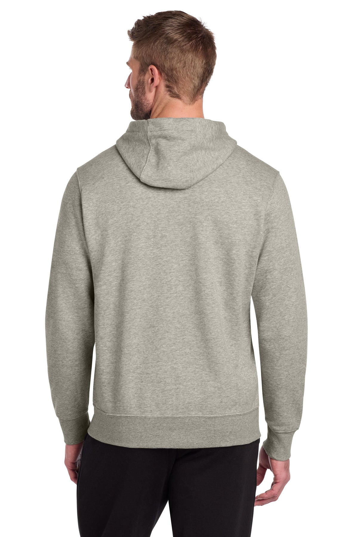 Nike Club Fleece Sleeve Swoosh Full-Zip Hoodie - Dark Grey Heather - back