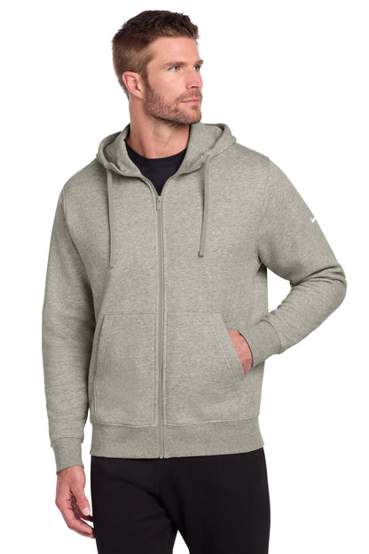 Nike Club Fleece Sleeve Swoosh Full-Zip Hoodie - Dark Grey Heather - front