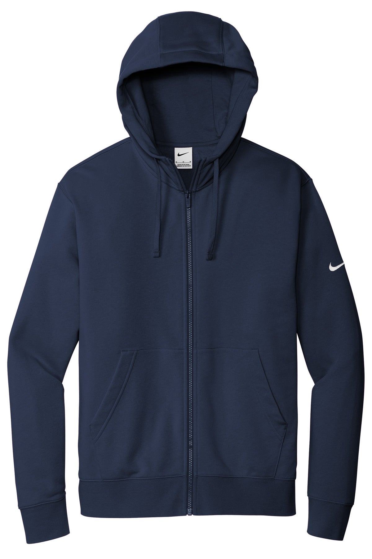 Nike Club Fleece Sleeve Swoosh Full-Zip Hoodie - Midnight Navy - flat front