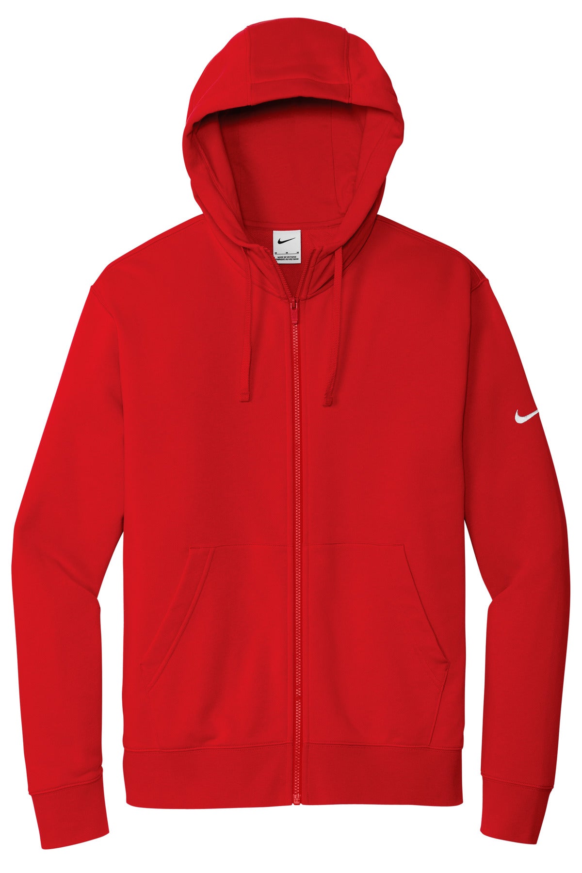Nike Club Fleece Sleeve Swoosh Full-Zip Hoodie - University Red - flat front