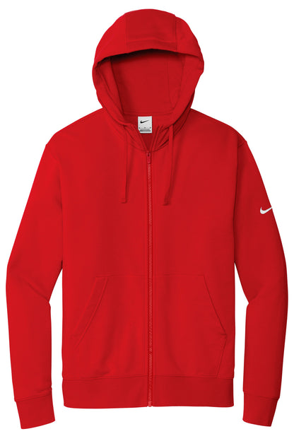 Nike Club Fleece Sleeve Swoosh Full-Zip Hoodie - University Red - flat front