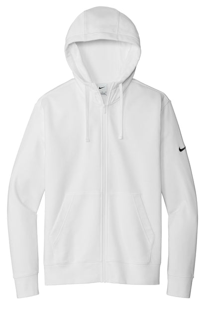 Nike Club Fleece Sleeve Swoosh Full-Zip Hoodie - White - flat front