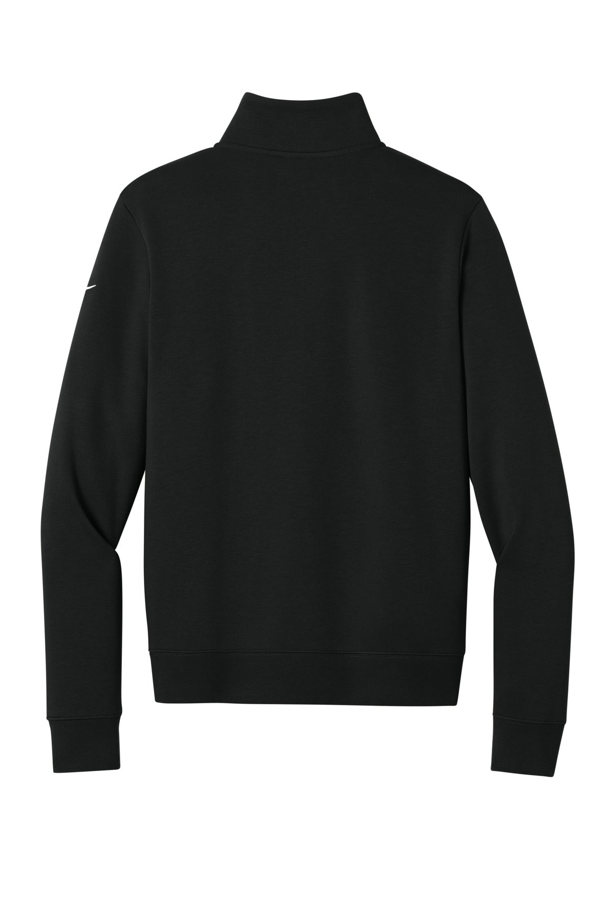 Nike Women's Club Fleece Sleeve Swoosh 1/2-Zip - Black - flat back