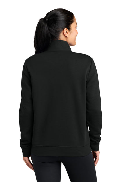 Nike Women's Club Fleece Sleeve Swoosh 1/2-Zip - Black - back