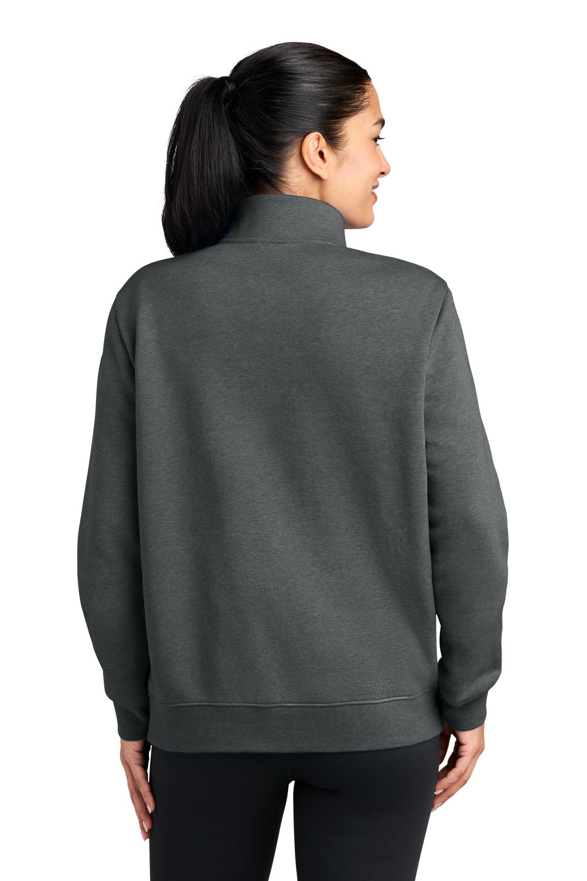 Nike Women's Club Fleece Sleeve Swoosh 1/2-Zip - Charcoal Heather - back