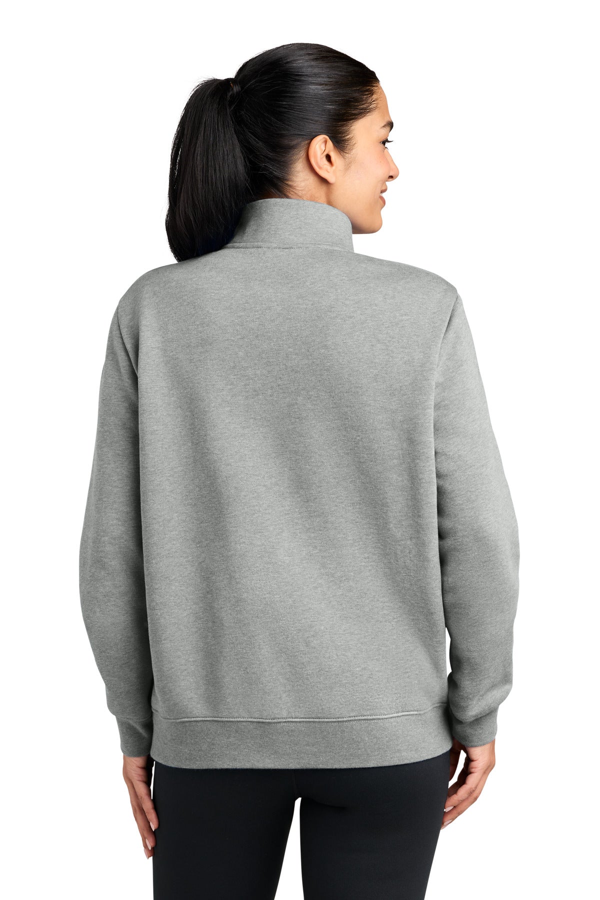 Nike Women's Club Fleece Sleeve Swoosh 1/2-Zip - Dark Grey Heather - back