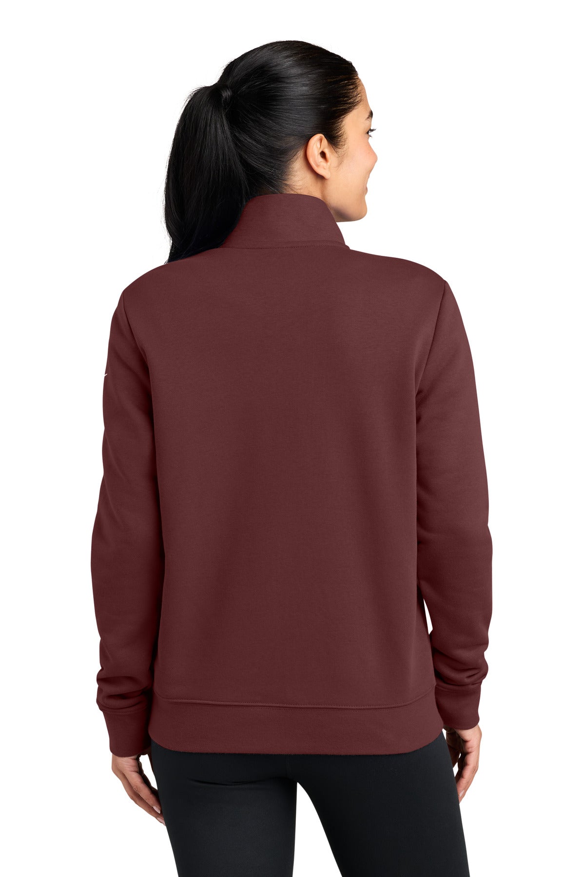 Nike Women's Club Fleece Sleeve Swoosh 1/2-Zip - Dark Team Red - back