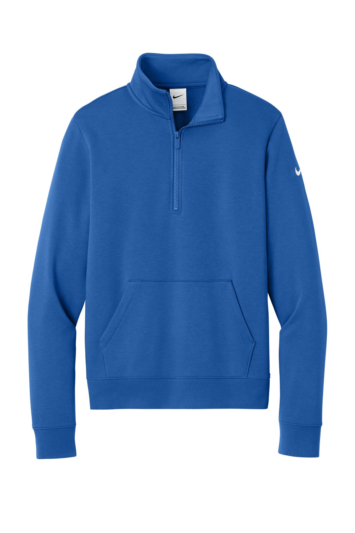 Nike Women's Club Fleece Sleeve Swoosh 1/2-Zip - Game Royal - flat front