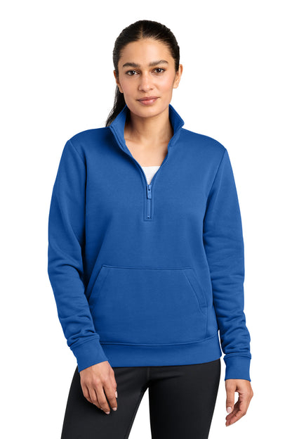 Nike Women's Club Fleece Sleeve Swoosh 1/2-Zip - Game Royal - front