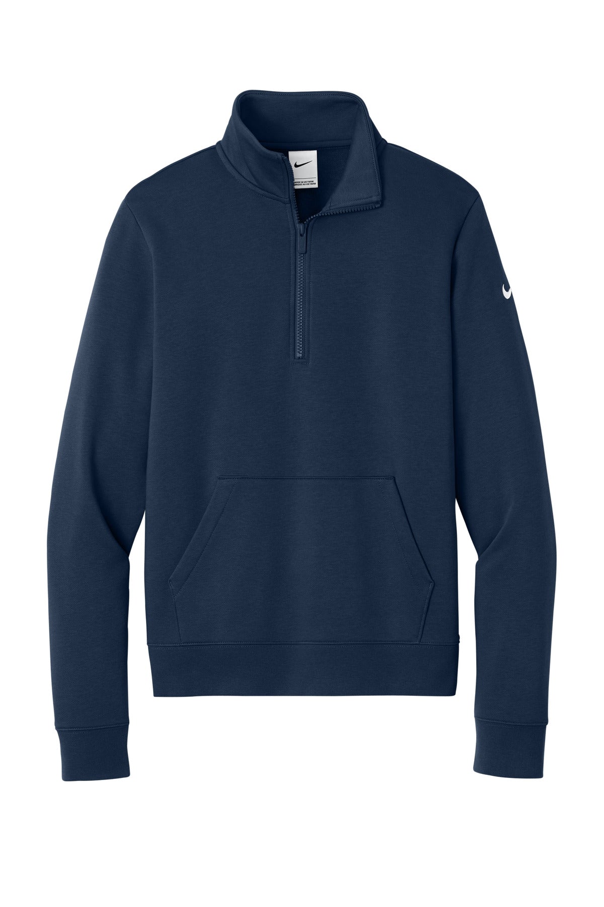 Nike Women's Club Fleece Sleeve Swoosh 1/2-Zip - Midnight Navy - flat front