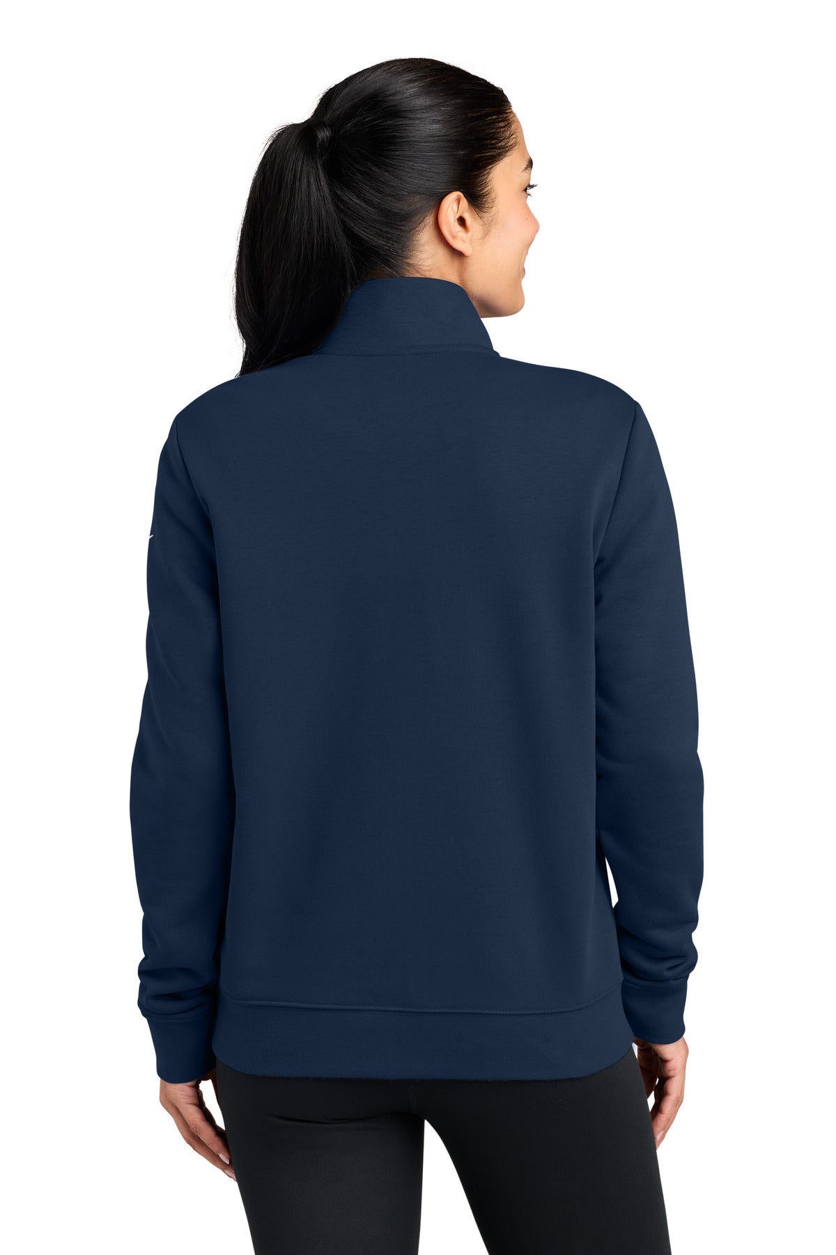 Nike Women's Club Fleece Sleeve Swoosh 1/2-Zip - Midnight Navy - back