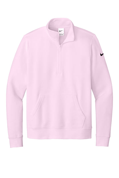 Nike Women's Club Fleece Sleeve Swoosh 1/2-Zip - Pink Foam - flat front